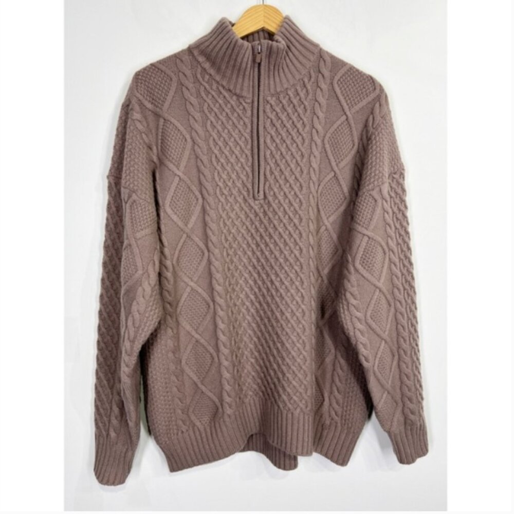 Aritzia Peggy Cable-Knit Half-Zip Sweater